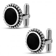 Sterling Silver Black Onyx Cufflinks, cf1